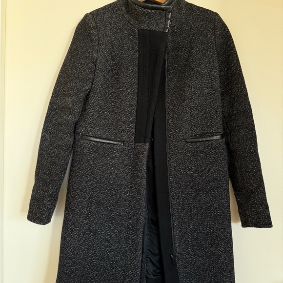 Comptoir Des Cotonniers Black  Wool Coat with White Specks - Picture 1 of 9